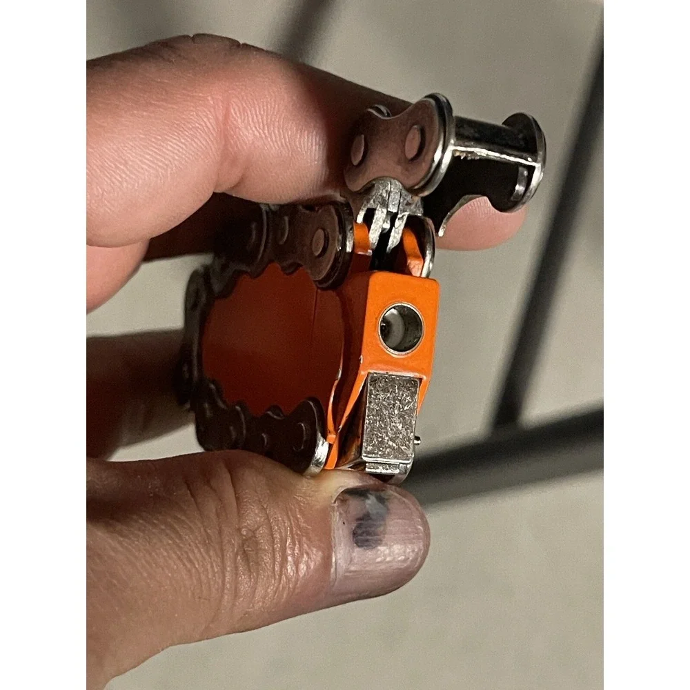 Vintage Automatic Cigarette Lighter Orange Bike Chain Link